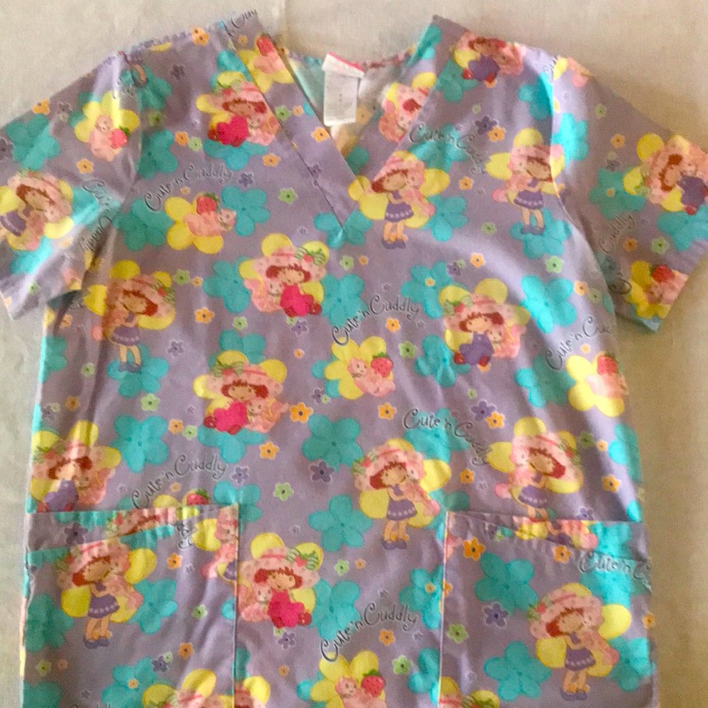 Cute and Cuddly strawberry shortcake scrub top